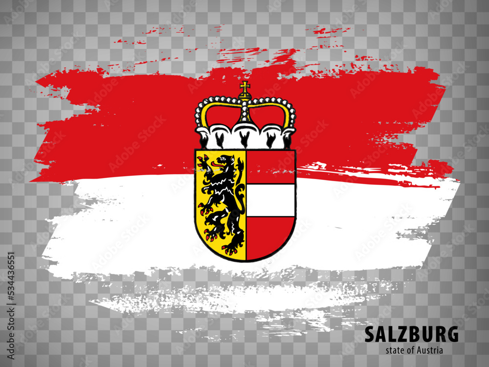 Fototapeta premium Flag of Salzburg brush strokes. Flag of Salzburg on transparent background for your web site design, app, UI. Austria. EPS10.