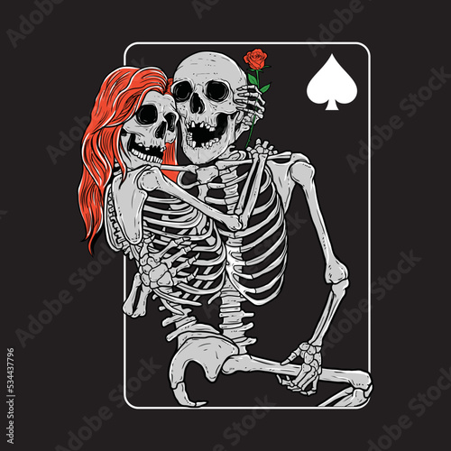 skull couple tattoo vector illustrator