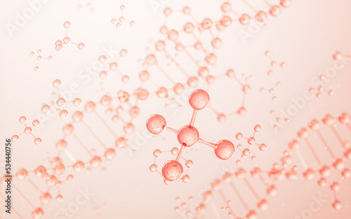 DNA and molecular structure, biotechnology concept, 3d rendering. photo