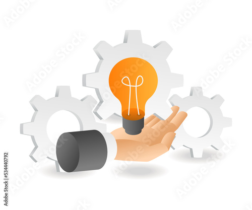 Hand with gear idea lamp