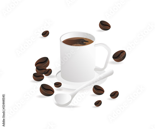 One cup of coffee with beans