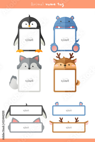 An illustration of a children's animal name tag 

