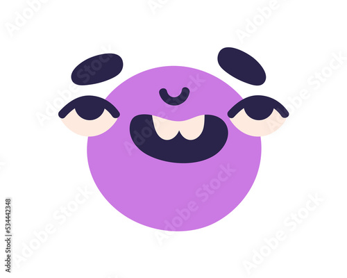 Laughing face. Cute happy avatar. Funny admiring, rejoicing head character wi...