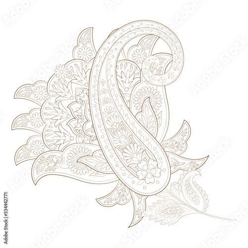 Paisley vector pattern. Isolated Fantastic flower, leaves
