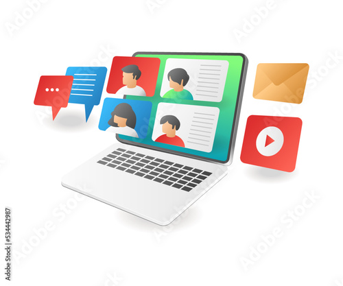 Virtual conversation with laptop