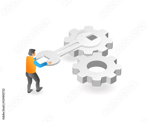 The man is repairing the smartphone web application