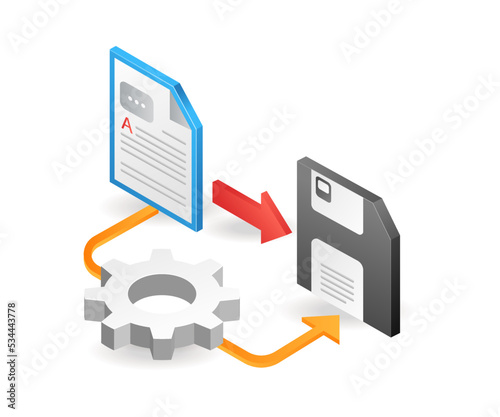 The process of saving data on disk