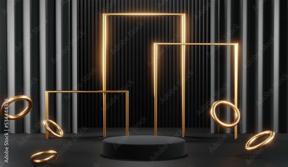 3D rendering of blank product background for cream cosmetics Modern black podium background 3D rendering of blank product background for cream cosmetics Modern black podium background