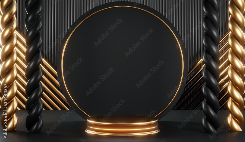 3D rendering of blank product background for cream cosmetics Modern black podium background 3D rendering of blank product background for cream cosmetics Modern black podium background