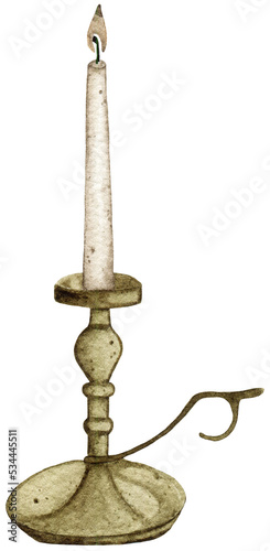 Watercolor candle holder illustration