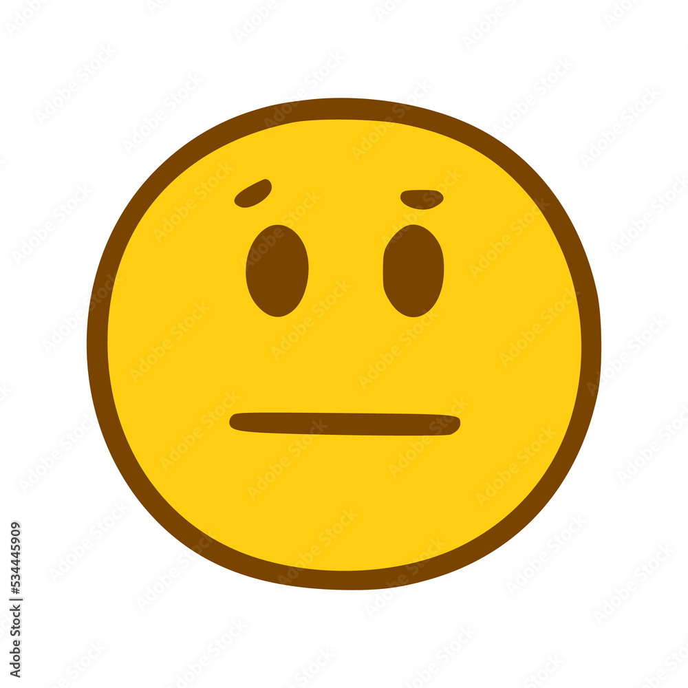 Fototapeta premium Sad face emoticon in hand drawn style