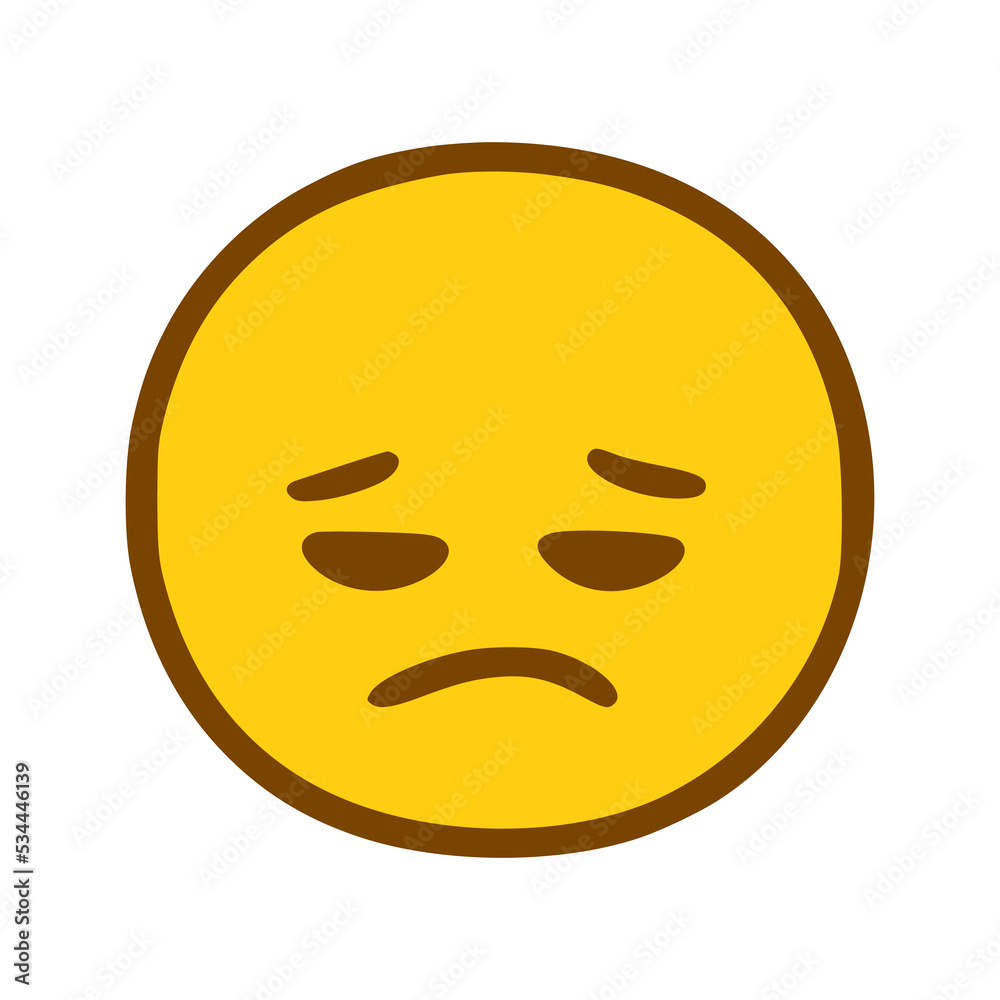 Fototapeta premium Sad face emoticon in hand drawn style