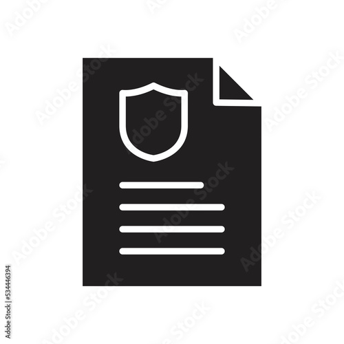 Document protection icon design. Insurance Policy Icon. Contract Coverage icon. Insurance policy symbol. Document business concept. vector illustration
