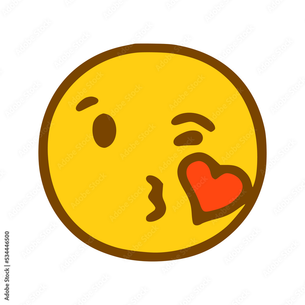 Kissing emoticon in hand drawn style Kissing emoticon in hand drawn style