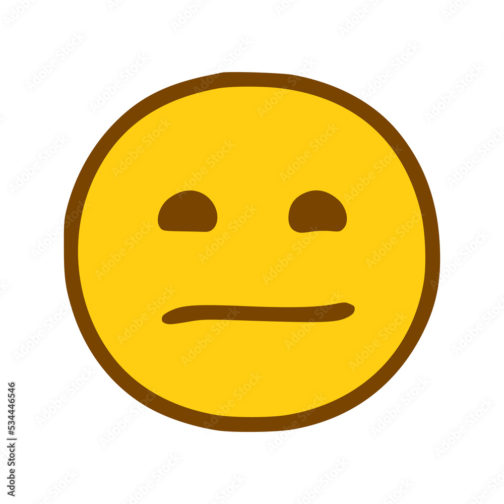 Fototapeta premium Sad face emoticon in hand drawn style