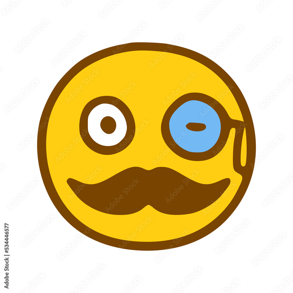 smiley face with mustache in hand drawn style smiley face with mustache in hand drawn style