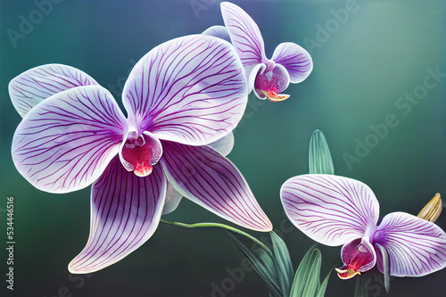 Enchanted Orchid Flower Beauty in Garden. High quality illustration 