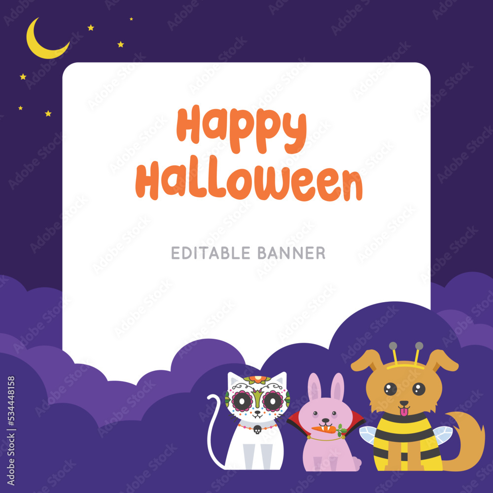VECTORS. Cute banner for Halloween parties, pet costume contests, vet clinics, pet shops and animal shelters VECTORS. Cute banner for Halloween parties, pet costume contests, vet clinics, pet shops and animal shelters