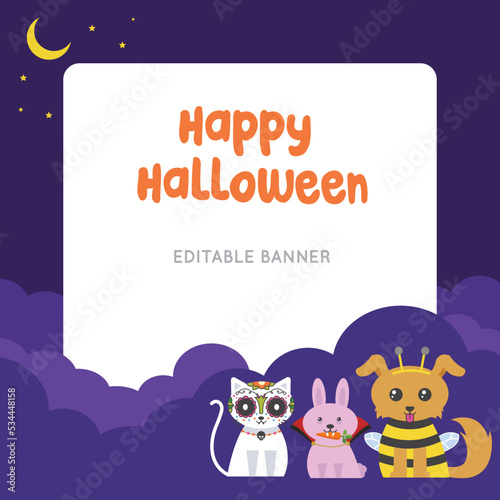 VECTORS. Cute banner for Halloween parties, pet costume contests, vet clinics, pet shops and animal shelters
