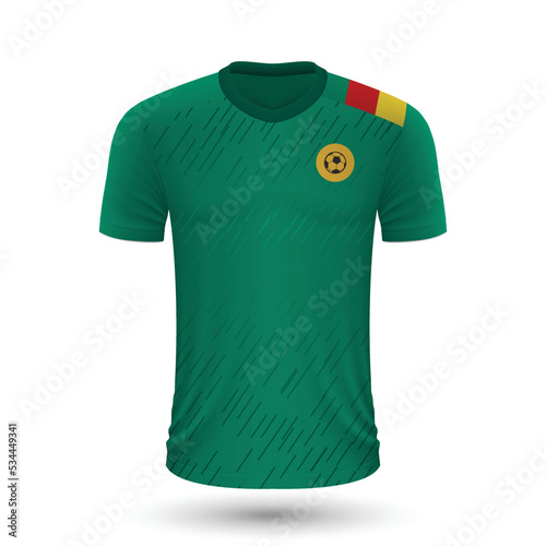 Realistic soccer shirt of Cameroon