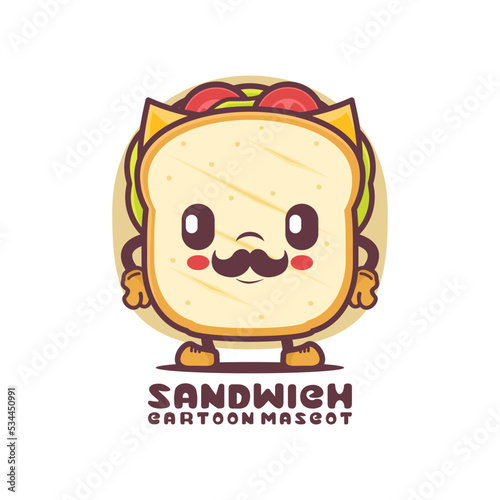 sandwich cartoon mascot. food vector illustration
