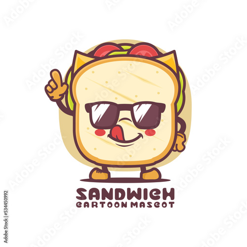 sandwich cartoon mascot. food vector illustration