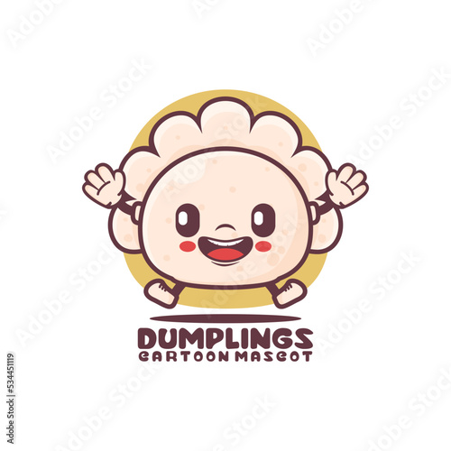 dumplings cartoon mascot. food vector illustration