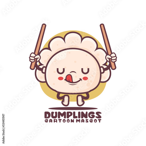 dumplings cartoon mascot. food vector illustration