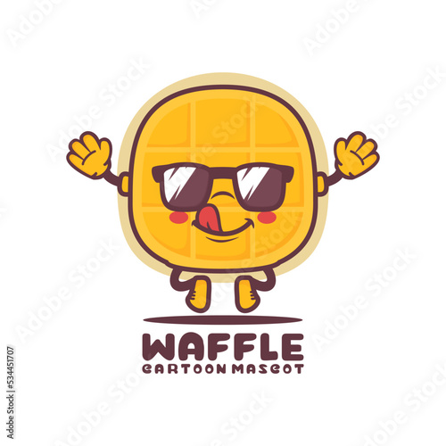 waffle cartoon mascot. food vector illustration