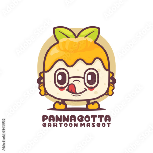 panna cotta cartoon mascot. italian food vector illustration