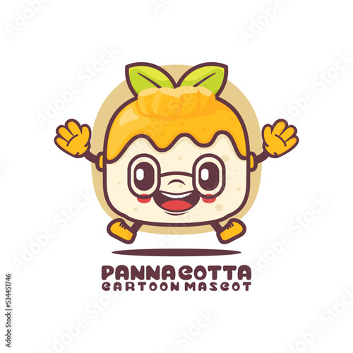 panna cotta cartoon mascot. italian food vector illustration