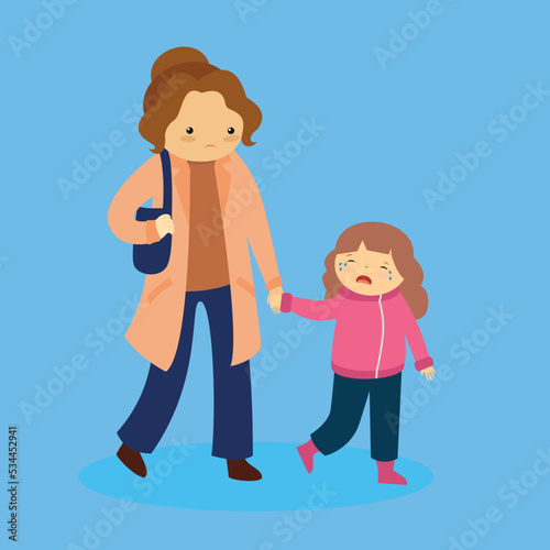 mother and girl in tears go hand in hand