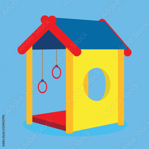 children's playhouse on a blue background