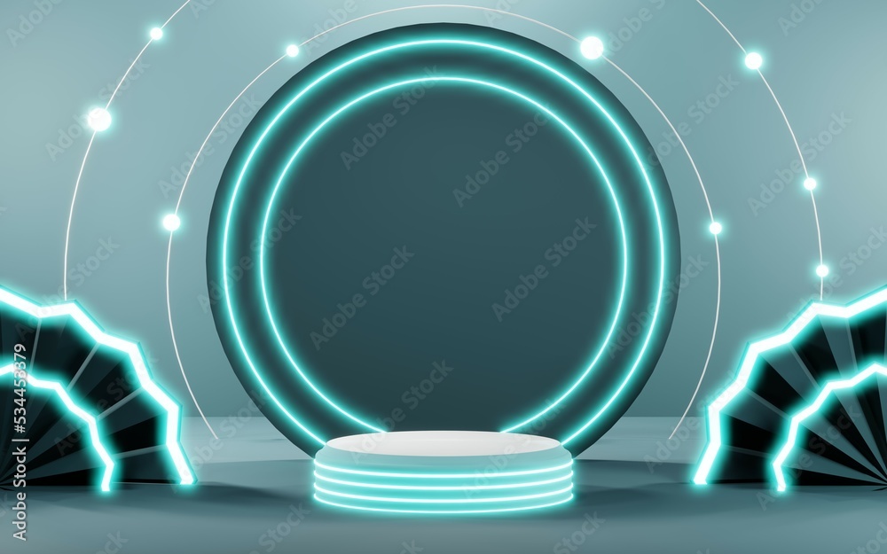 3D render of Podium background in blue tones for displaying cream products. cosmetics 3D render of Podium background in blue tones for displaying cream products. cosmetics