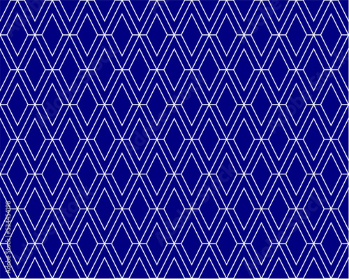 Navy blue v alphabet letter repeating pattern background vector. Diamond fabric, rhombus, thin diagonal lines, valentine card, wall ceramic tiles, zigzag chevron seamless pattern.
