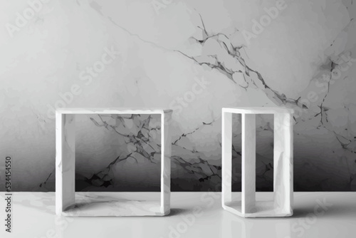 perspective white marble shelf table for interior, background, banner, product placement