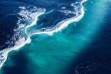 Ocean aerial view illustration. Waves with foam. water sea. 3d image