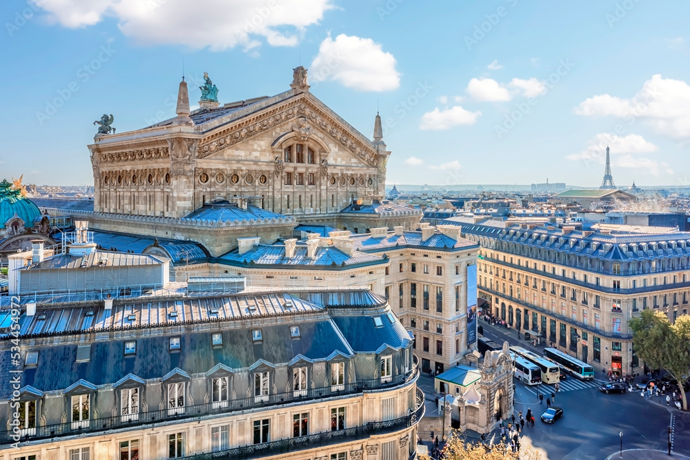 Palais Garnier, the opera house in Paris viewed from the roofs