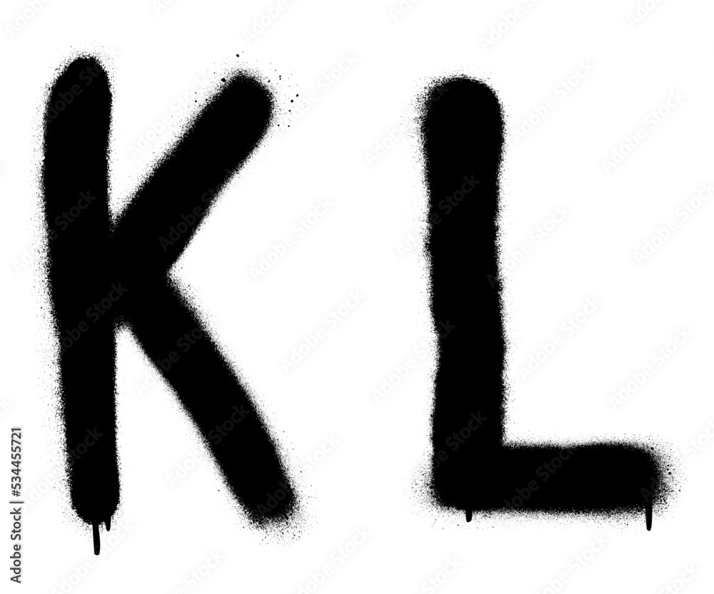 Black spray graffiti letters ''K'', ''L''. Part 6 Black spray graffiti letters ''K'', ''L''. Part 6