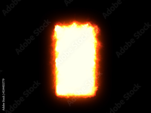 Rectangular flames. Door with flames coming out. Overlay effect