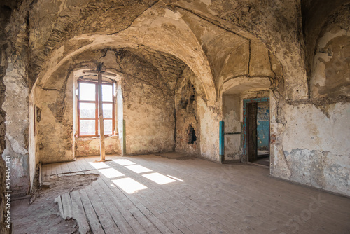 SEPTEMBER 9, 2022 Internal premises. Ancient dilapidated premises of the castle. Chinadiyev Castle (Saint Miklos) is an architectural monument of the 14-19th centuries, Chinadiyovo village,Ukraine. photo