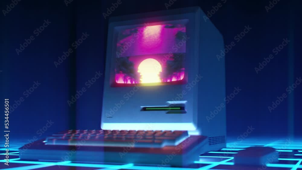 80's Retrowave, Sunset in Retro Computer