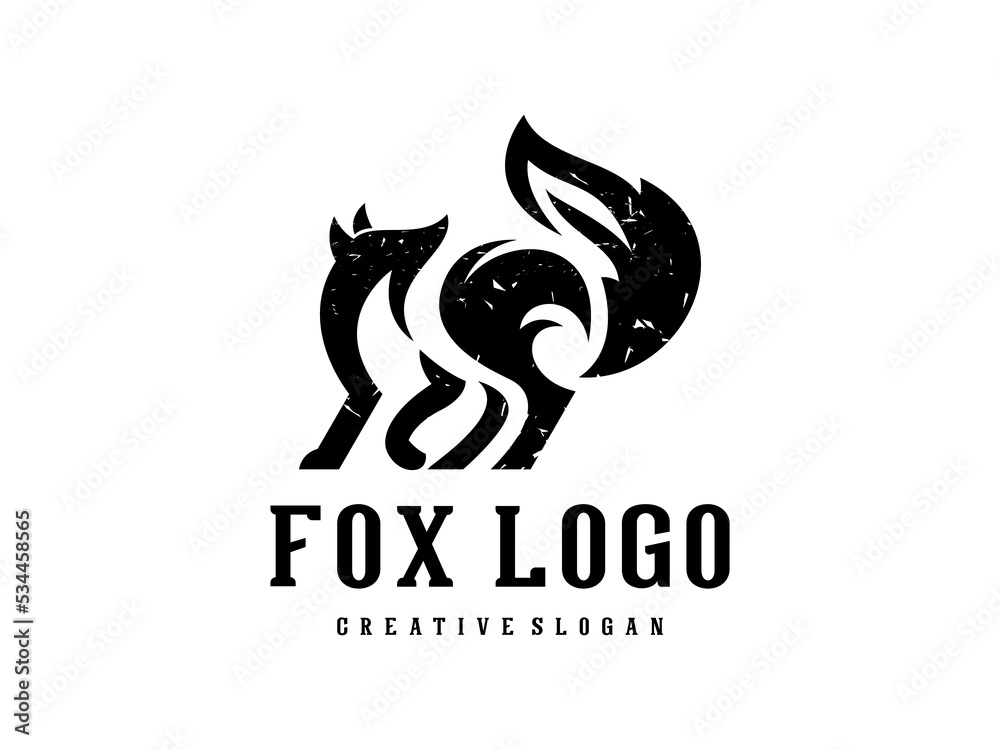 vector hipster fox logo template illustration