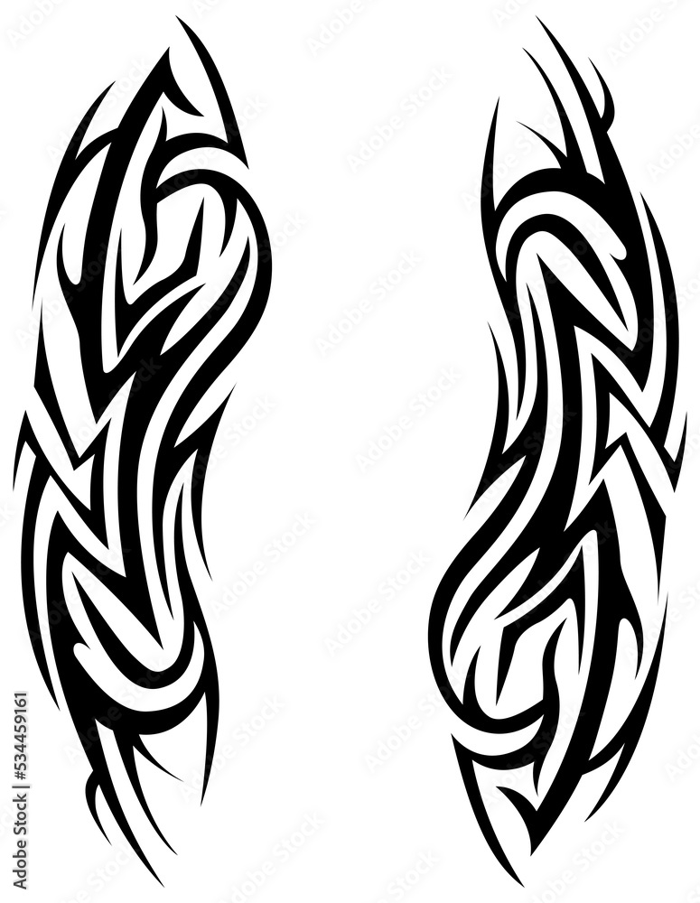 Obraz premium Png tribal tattoo. Silhouette illustration. Isolated abstract element set. 