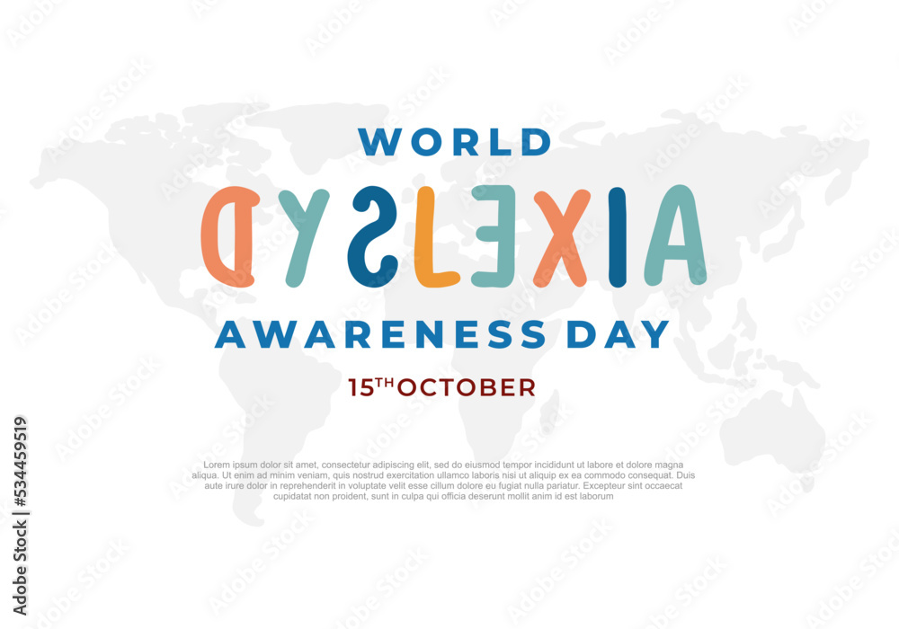 World dyslexia awareness day background celebrated on october 15. - obrazy, fototapety, plakaty 