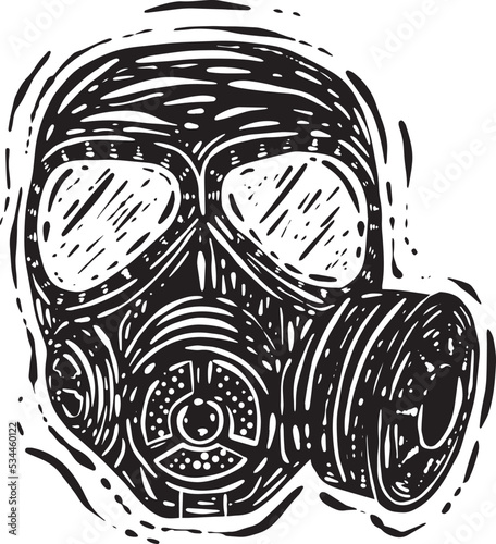 Gas mask. Protection army equipment from toxic and chemical danger for safety. Vector illustration