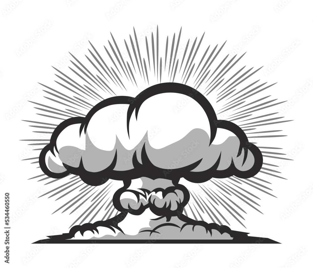 Obraz premium Nuclear explosion mushroom cloud. Vector on transparent backgroun
