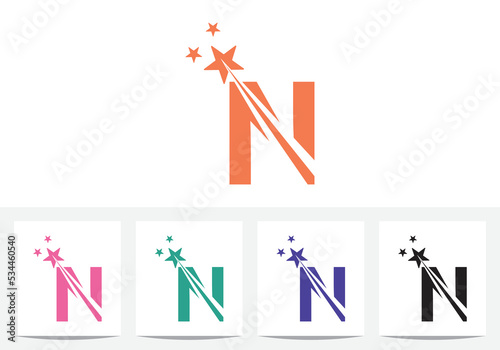 Modern letter N with star abstract logo and icon design 