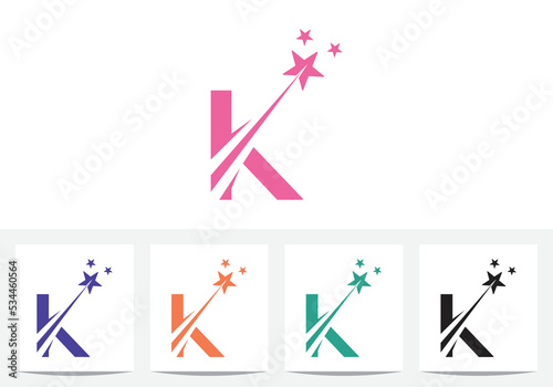 Modern letter K with Abstract Star Logo And Icon Design 