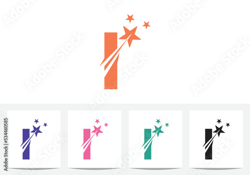 Letter I With Star Abstract Logo And Icon Design Template In Vector